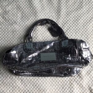 Patrizia Pepe silver luxury Tessilform faux crocodile handbag. Used with love